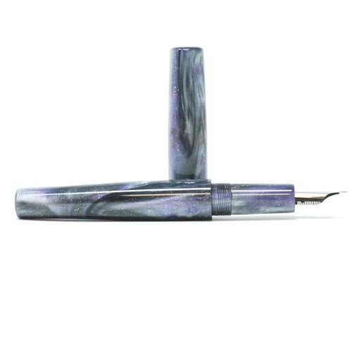 Purple Iris, Black, & White XL Langley Loft Bespoke Fountain Pen JoWo/Bock #6