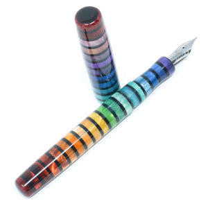 Jewel Tone Stripe 2 Highworth Rainbow Loft Bespoke Fountain Pen JoWo/Bock #6