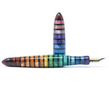 Load image into Gallery viewer, Jewel Tone Stripe 3 Havana Rainbow Loft Bespoke Fountain Pen JoWo/Bock #6