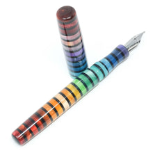 Load image into Gallery viewer, Jewel Tone Stripe 4 Highworth Slim Rainbow Loft Bespoke Fountain Pen JoWo/Bock #6