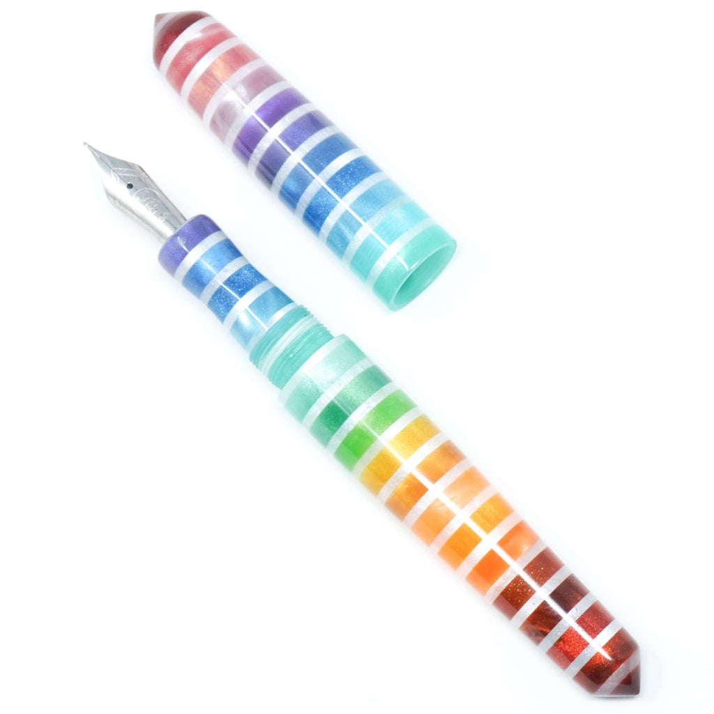Jewel Tone White Rainbow Spreadbury Loft Bespoke Fountain Pen JoWo/Bock #6